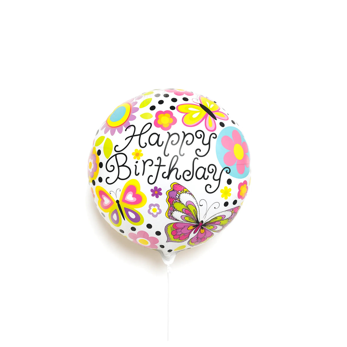 Happy Birthday Floral Butterfly Foil Balloon, 18-inch