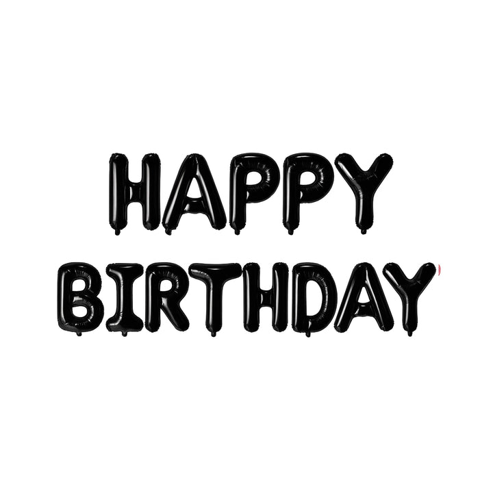 Happy Birthday Letter Balloon Banner in Black, 16-inch