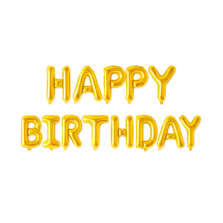 Happy Birthday Letter Balloon Banner in Gold, 16-inch