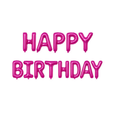 Happy Birthday Letter Balloon Banner in Hot Pink, 16-inch