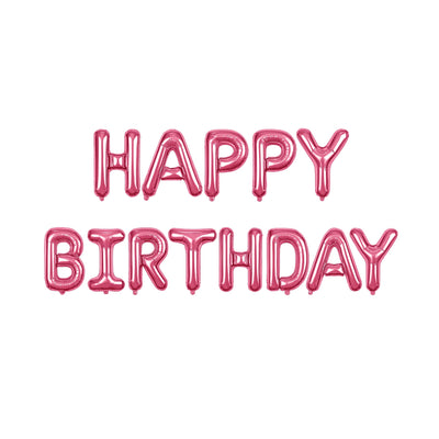 Happy Birthday Letter Balloon Banner in Pink, 16-inch