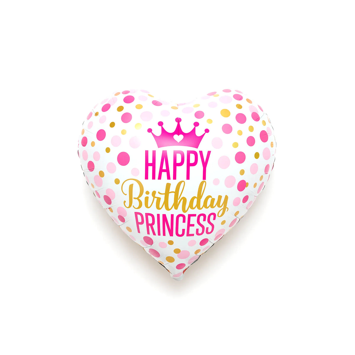 Happy Birthday Princess Heart Foil Balloon with crown, 18-inch