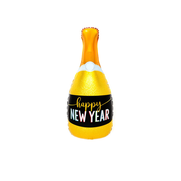Happy New Year Champagne Bottle Foil Balloon Gold, 41-inch
