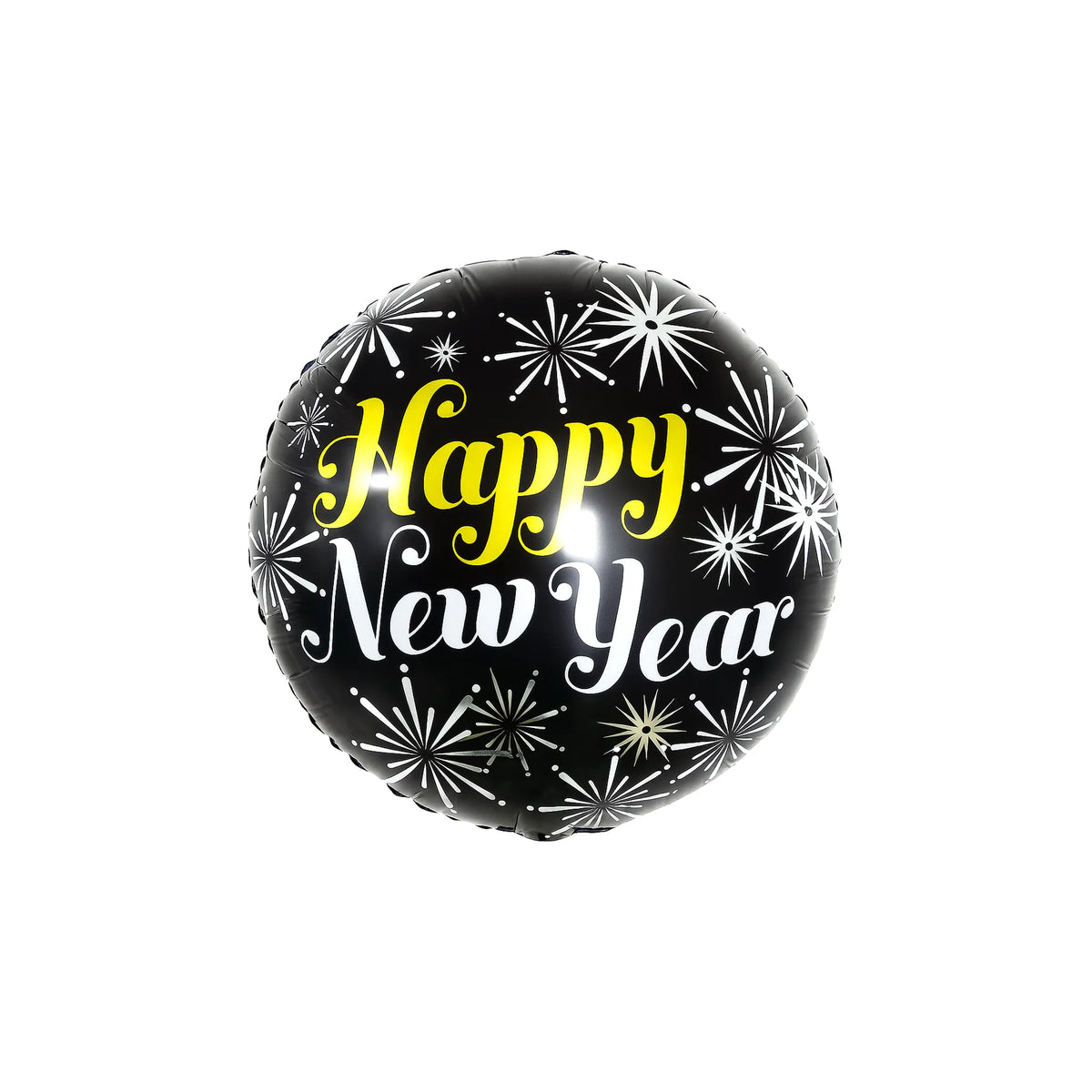 Happy New Year Fireworks Foil Balloon, 18-inch black and gold