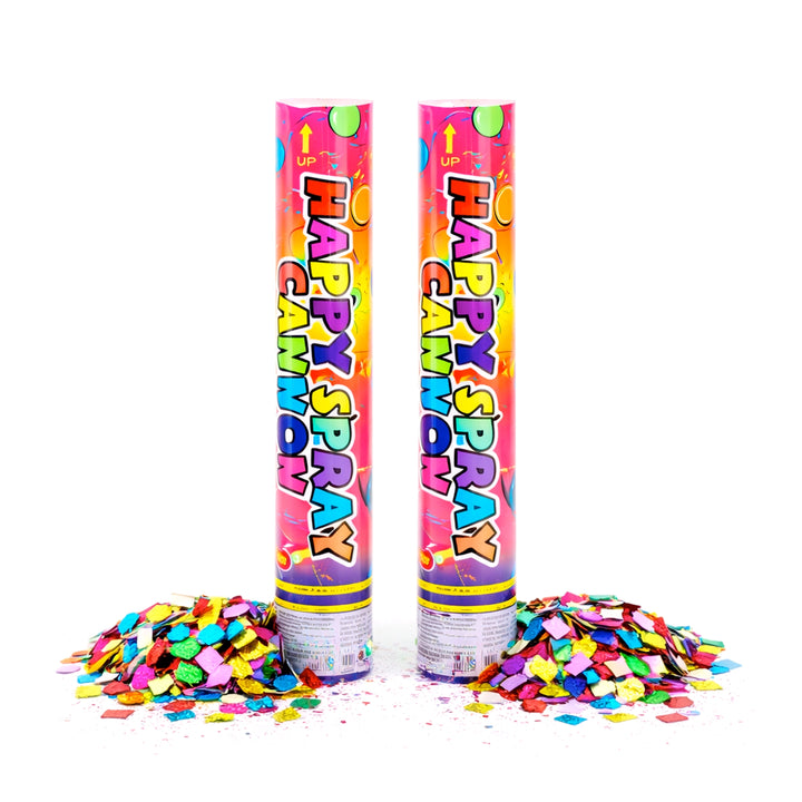 Happy Spray Cannon Confetti Party Popper with Colorful Metallic Confetti