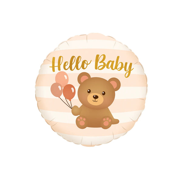 Hello Baby Teddy Bear Foil Balloon, 18-inch