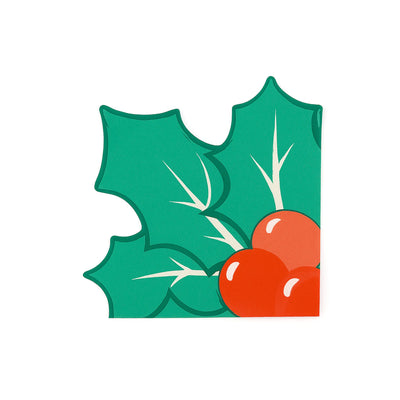 Holly Leaf Christmas Napkin, 10-count – Shaped Holiday Napkin