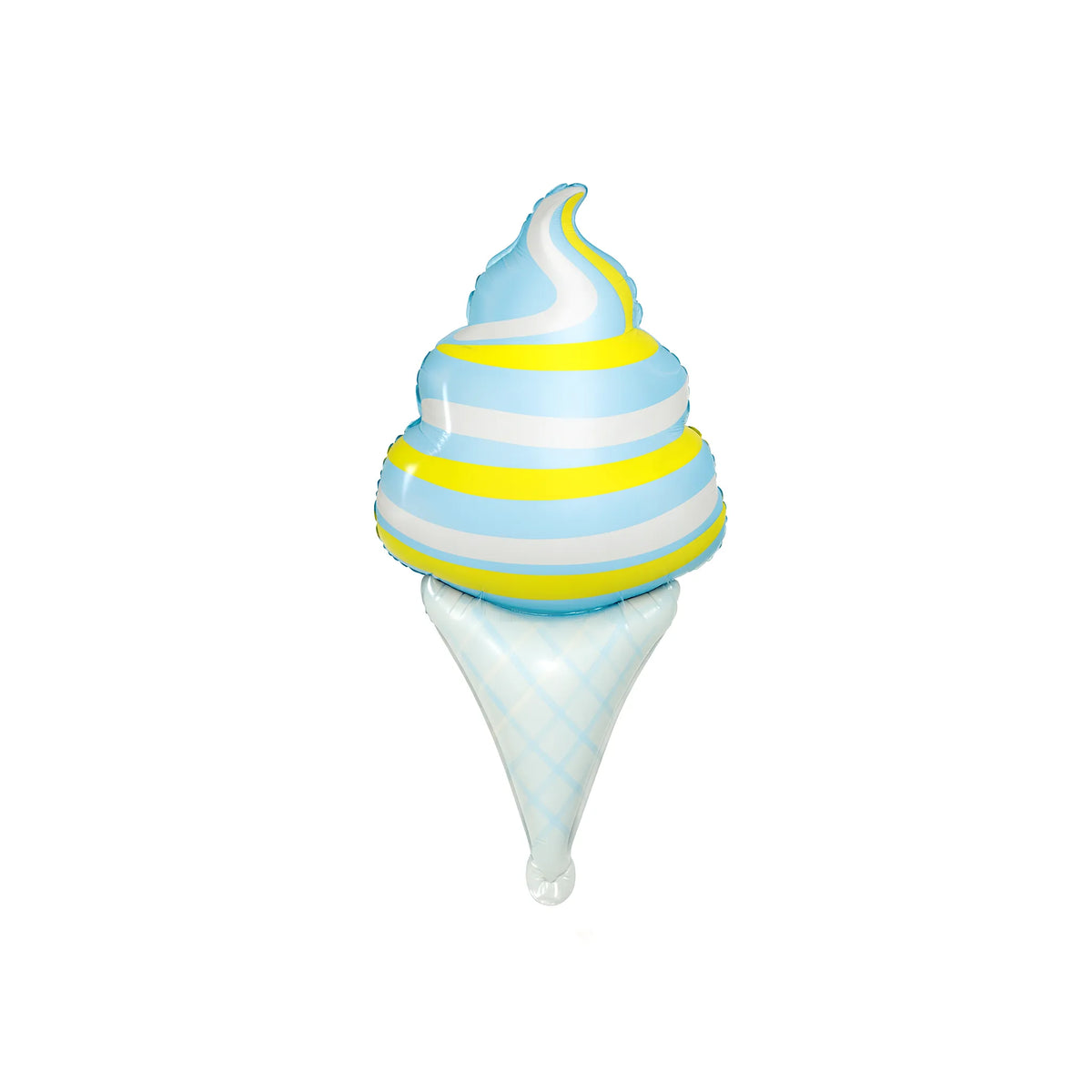 Blue and yellow swirl ice cream cone foil balloon
