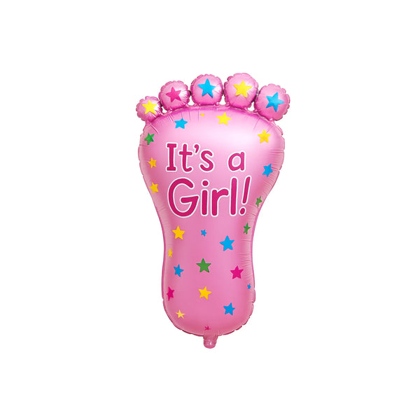 It's a Girl Baby Footprint Foil Balloon in Pink, 29-inch