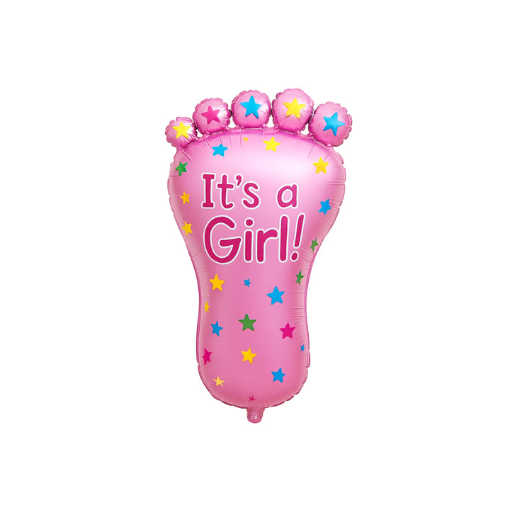 It's a Girl Baby Footprint Foil Balloon in Pink, 29-inch