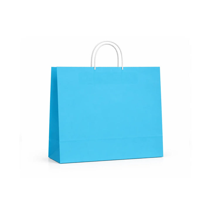 Large Blue Paper Gift Bags with White Handles, 15 Pack – 12.6 x 10.6 in