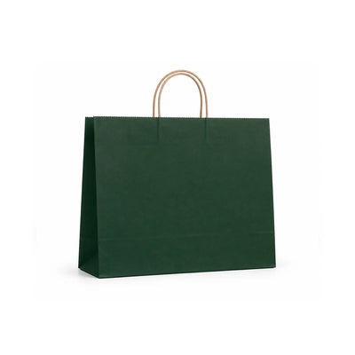 Large Dark Green Paper Gift Bags with Kraft Handles, 15 Pack – 12.6 x 10.6 in