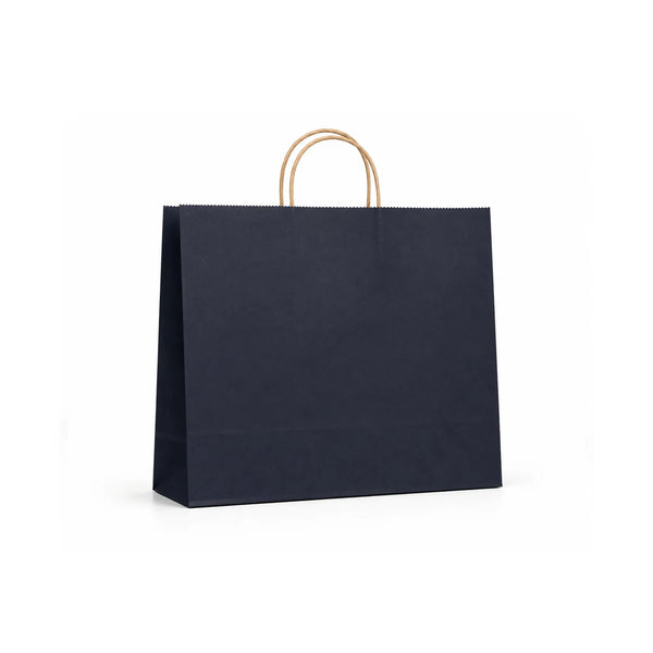 Large Dark Navy Paper Gift Bags with Kraft Handles, 15 Pack – 12.6 x 10.6 in