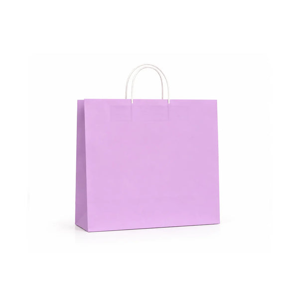 Large Lavender Paper Gift Bags with White Handles, 15 Pack – 12.6 x 10.6 in