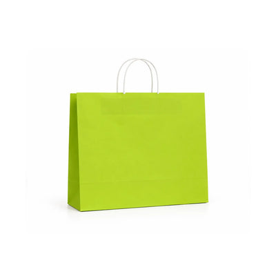Large Lime Green Paper Gift Bags with White Handles, 15 Pack – 12.6 x 10.6 in