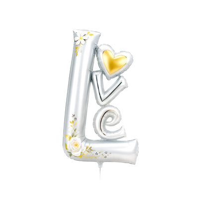 Giant Love Script Foil Balloon in Silver, 43-inch