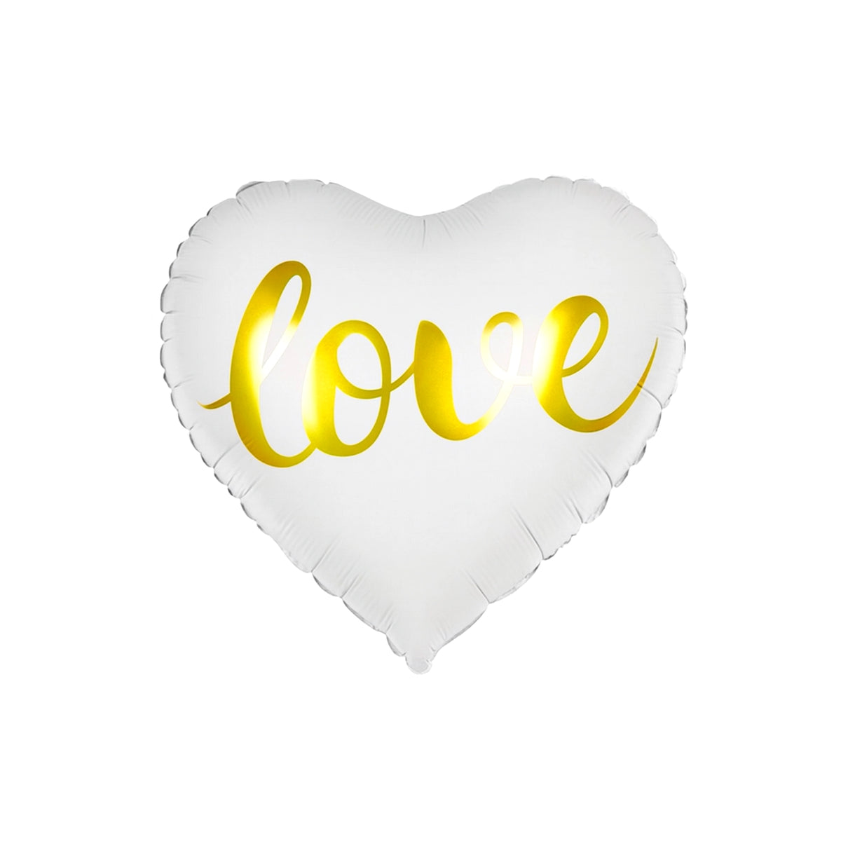 Love Script Heart Foil Balloon in White and Gold, 18-inch