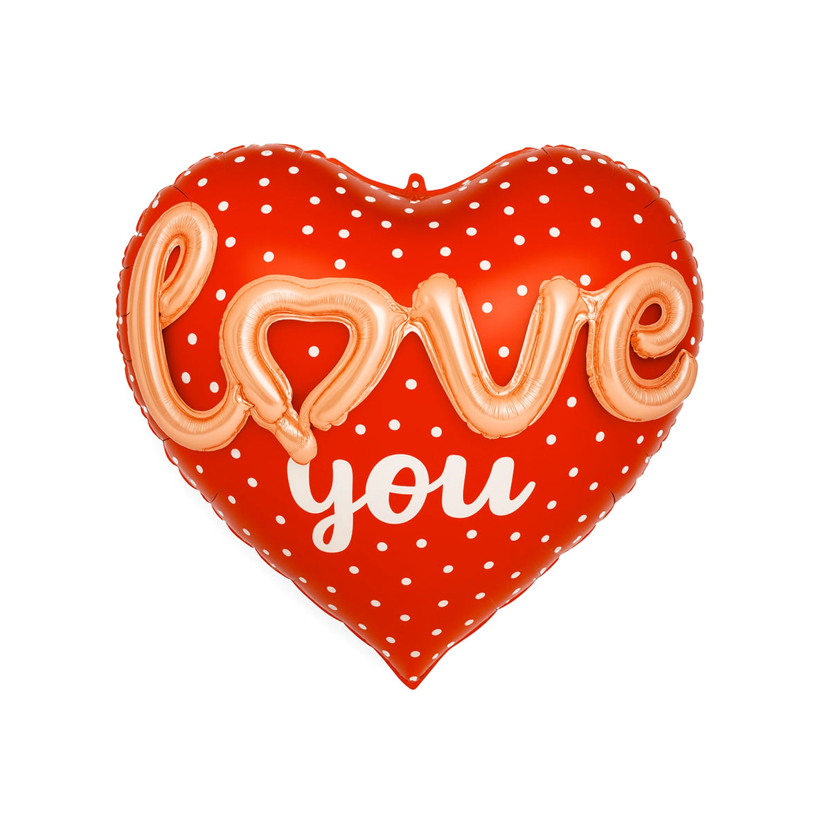 Love You Heart Foil Balloon, Red with Gold Text, 24-inch