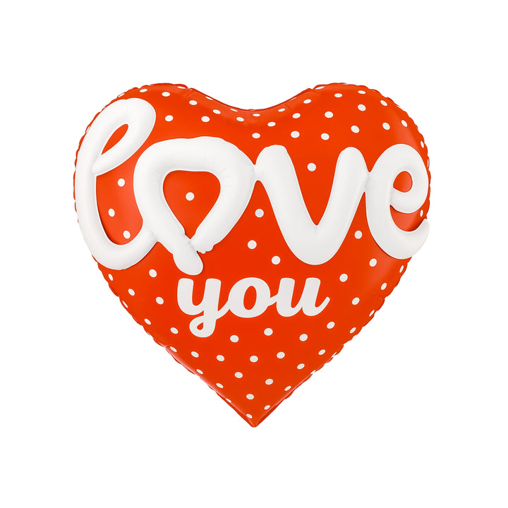 Love You Heart Foil Balloon, Red with White Text, 24-inch