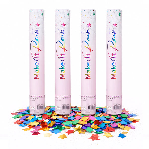 Make It Rain Star Confetti Cannon with Colorful Metallic Star Confetti