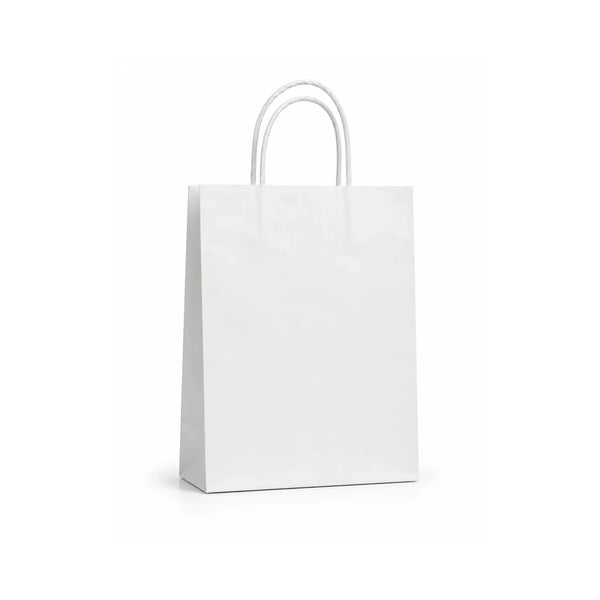 Medium White Paper Gift Bag with Handles, 15 Pack – 21 x 27 cm
