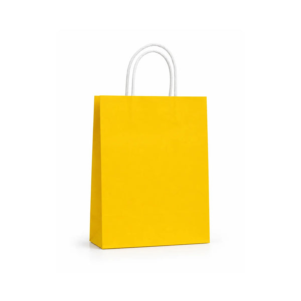 Medium Yellow Paper Gift Bag with Handles, 15 Pack – 21 x 27 cm