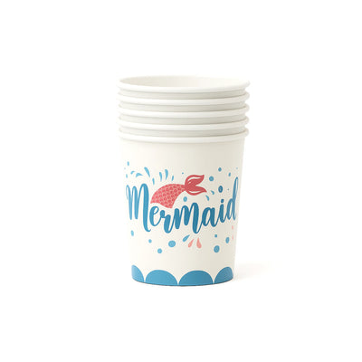 Mermaid Paper Cup 9oz – Blue Mermaid Script with Tail