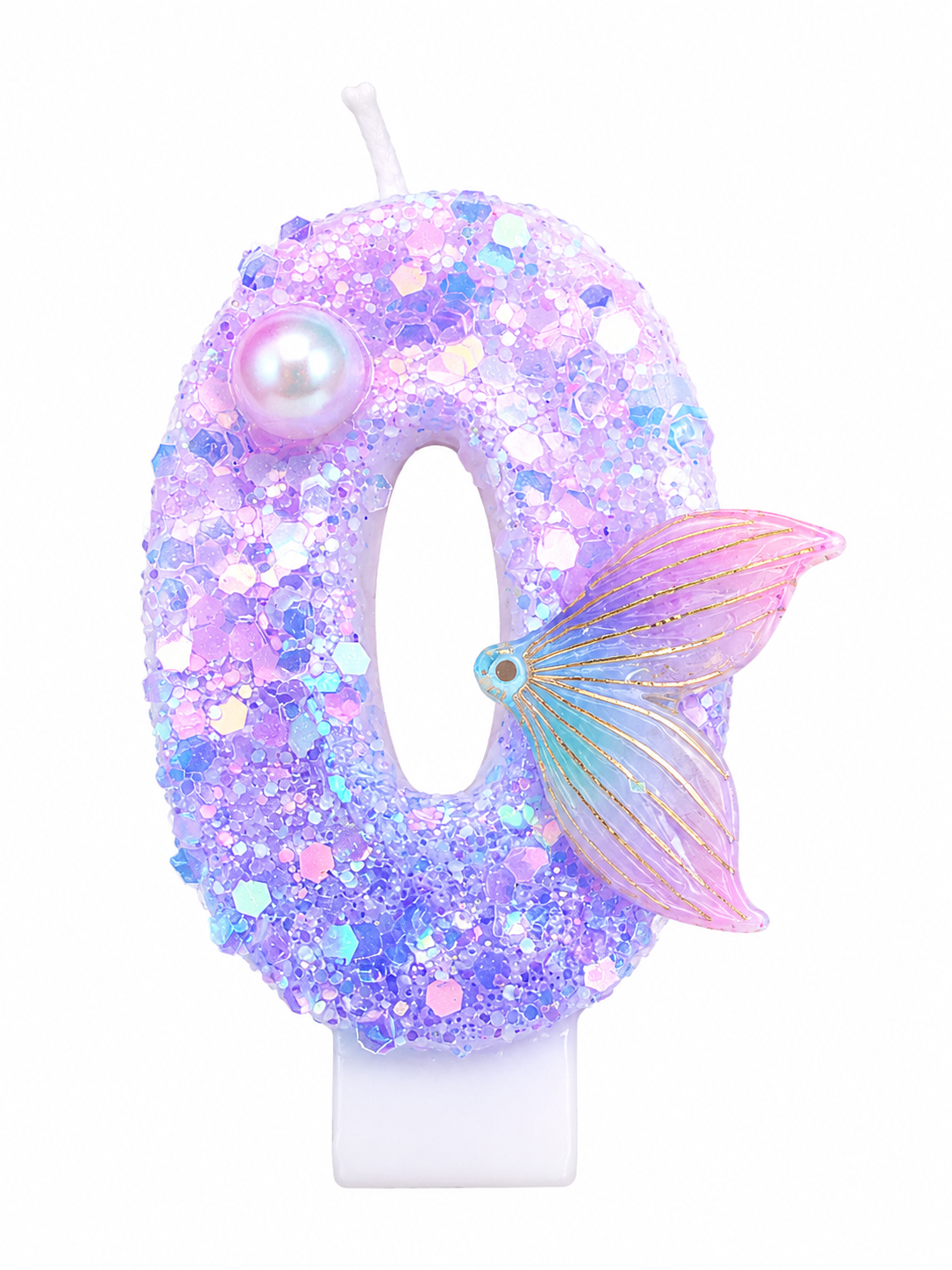Purple Mermaid Tail Number 0 Birthday Candle
