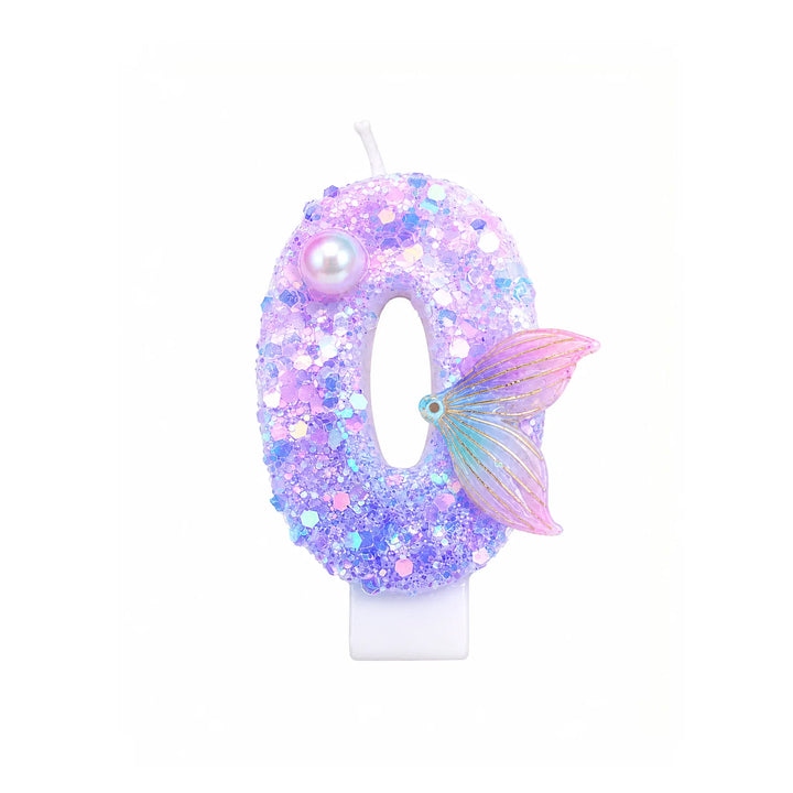 Purple Mermaid Tail Number 0 Birthday Candle