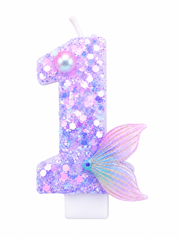 Purple Mermaid Tail Number 1 Birthday Candle