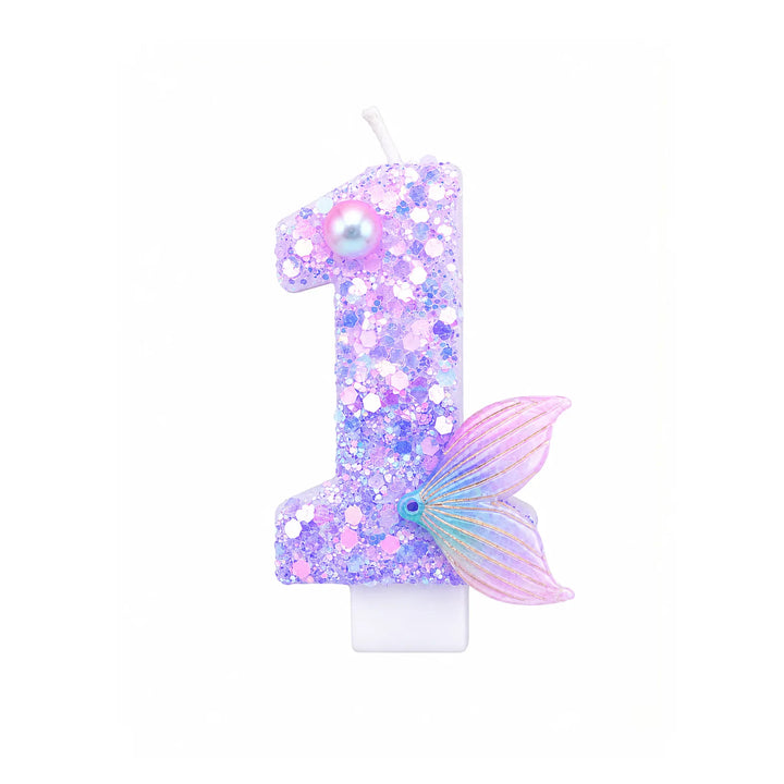Purple Mermaid Tail Number 1 Birthday Candle