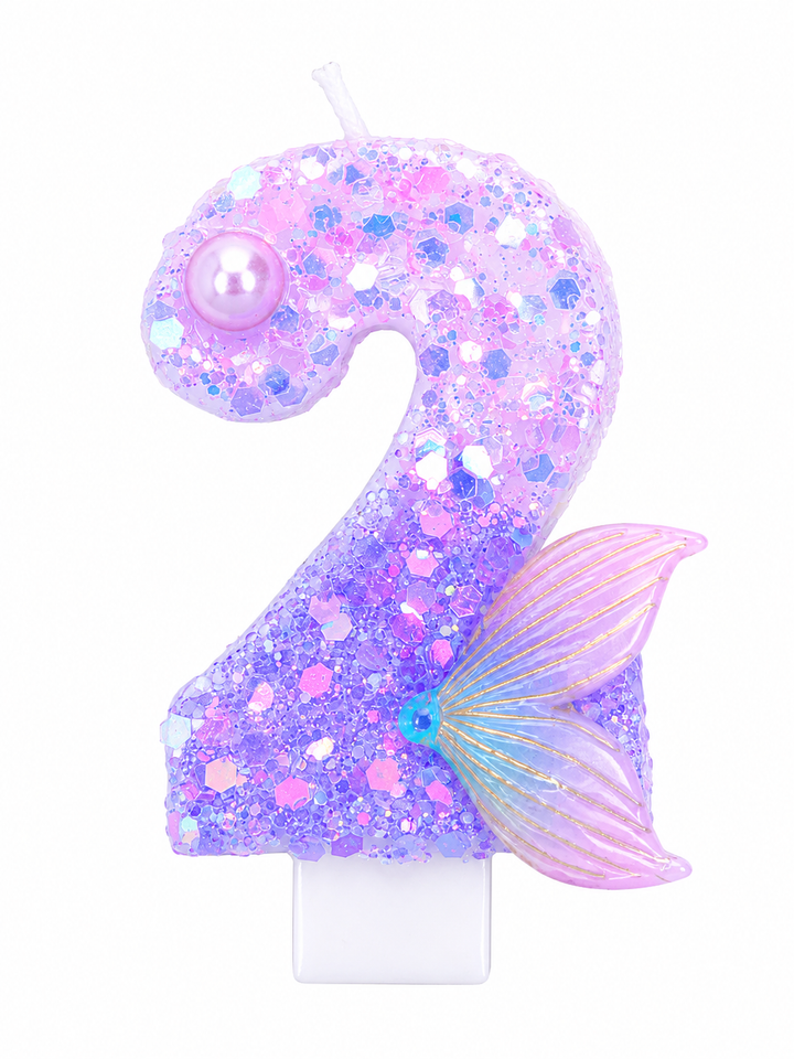 Purple Mermaid Tail Number 2 Birthday Candle