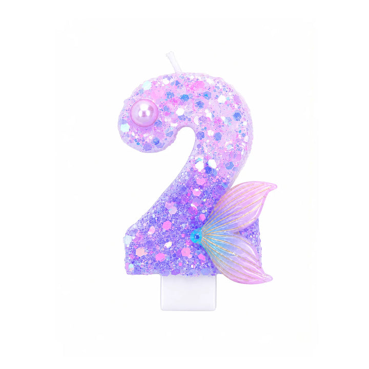 Purple Mermaid Tail Number 2 Birthday Candle