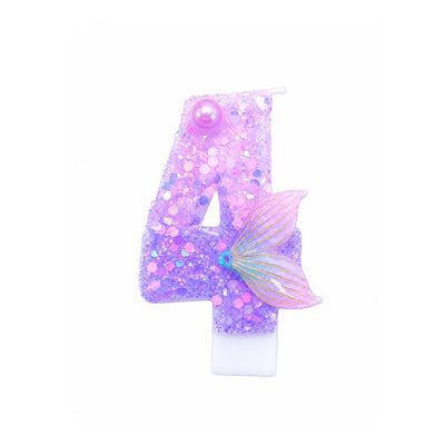 Purple Mermaid Tail Number 4 Birthday Candle