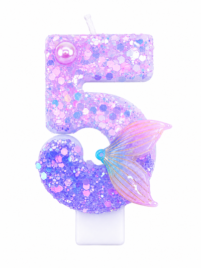 Purple Mermaid Tail Number 5 Birthday Candle
