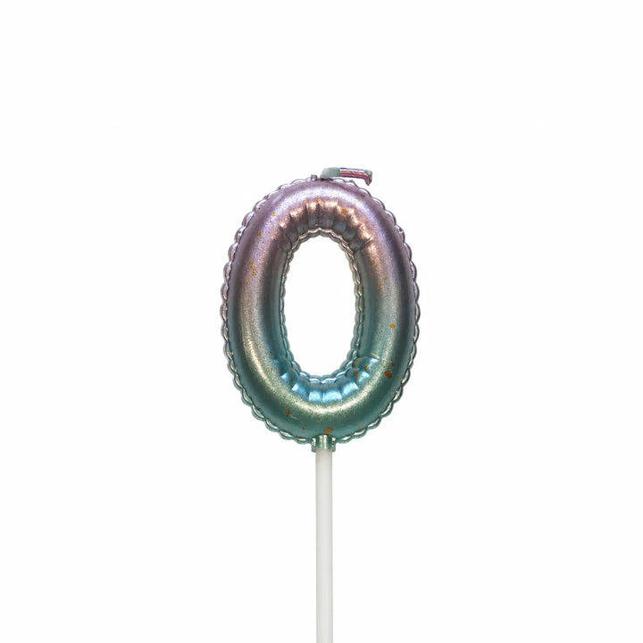 Ombre balloon number 0 birthday candle for cake decoration