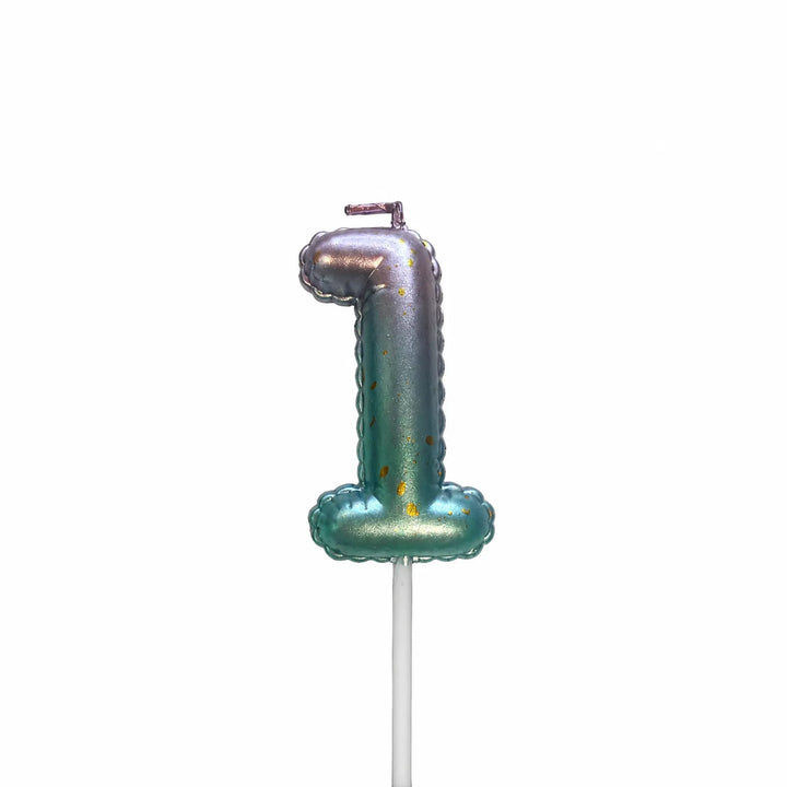 Ombre balloon number 1 birthday candle for cake decoration