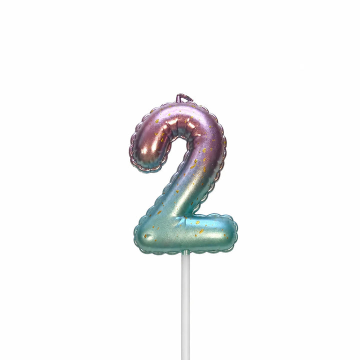 Ombre balloon number 2 birthday candle for cake decoration