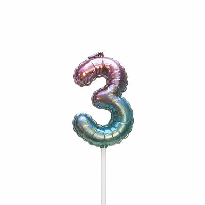 Ombre balloon number 3 birthday candle for cake decoration