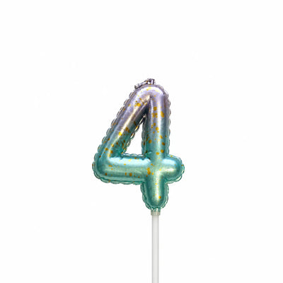 Ombre balloon number 4 birthday candle for cake decoration