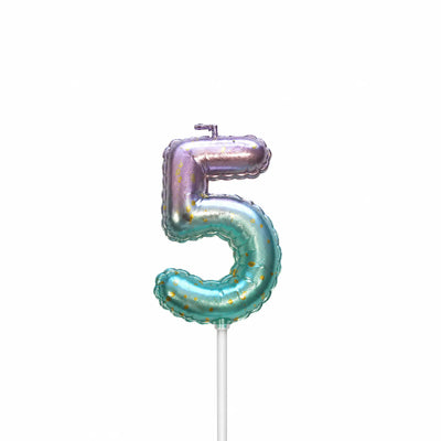 Ombre balloon number 5 birthday candle for cake decoration