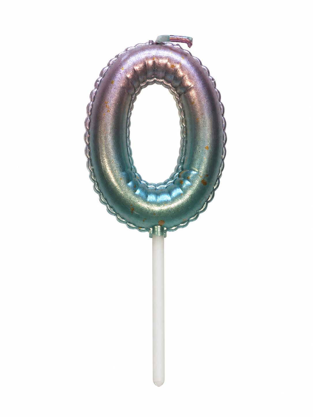 Ombre Number 0 Birthday Candle, Purple Teal and Gold Cake Candle