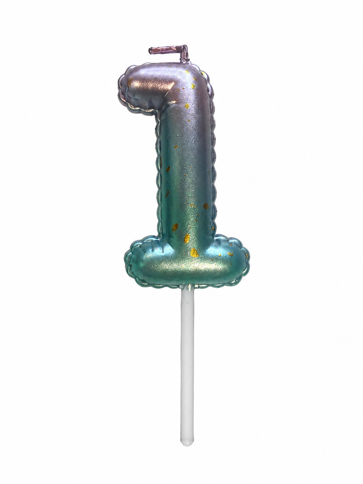 Ombre Number 1 Birthday Candle, Purple Blue and Gold Cake Candle