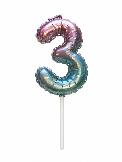 Ombre Number 3 Birthday Candle, Purple Blue and Gold Cake Candle
