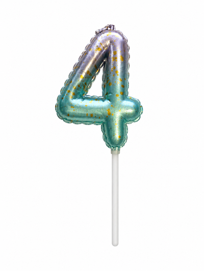 Ombre Number 4 Birthday Candle, Purple Teal and Gold Cake Candle
