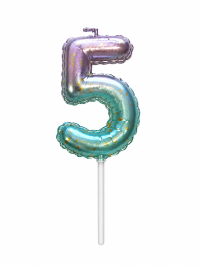 Ombre Number 5 Birthday Candle, Purple Blue and Gold Cake Candle