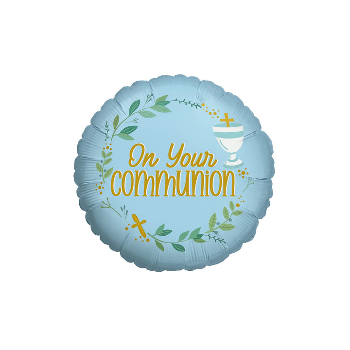 On Your Communion Foil Balloon in Blue, 18-inch