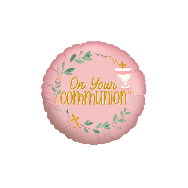 On Your Communion Foil Balloon in Pink, 18-inch