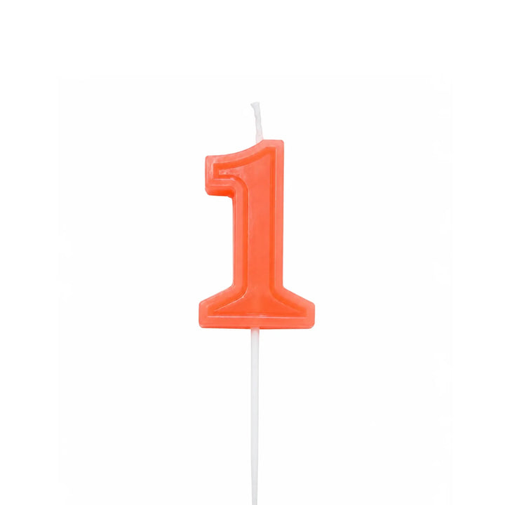 Orange Number 1 Birthday Candle, 2-inch – Cake Candle with White Pick