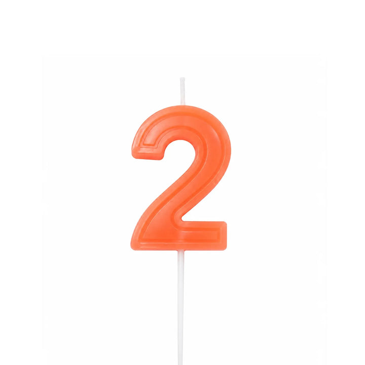 Orange Number 2 Birthday Candle, 2-inch – Cake Candle with White Pick